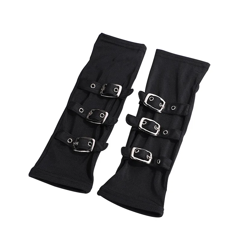 Punk Gothic Hip-hop Style Metal Buckle Half Finger Gloves Lolita Cosplay Stage Performances Women Sexy Elasticity Gloves
