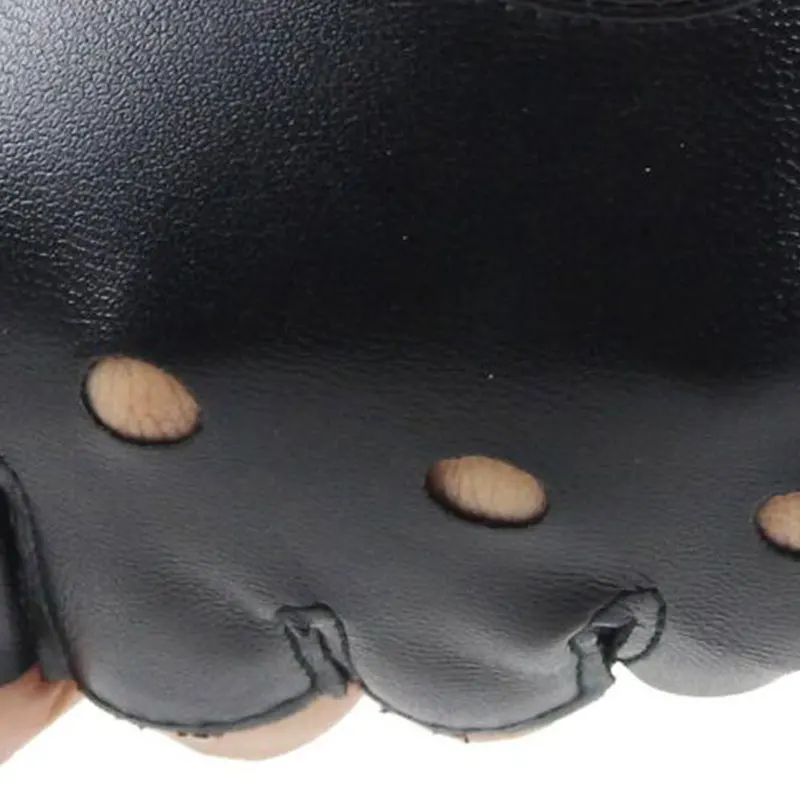 Child and Adult Half Finger PU Leather Gloves Rock Punk Style Rivet Fingerless Gloves Mittens Hollow Bandage Party Show Gloves