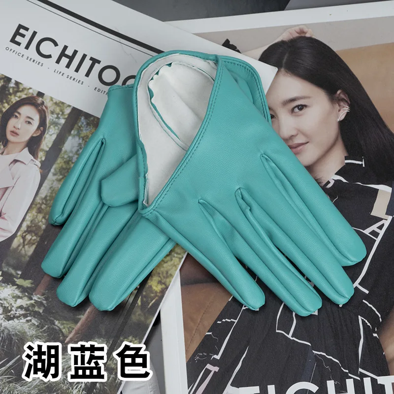 1 Pair Fashion Women Tight Full Finger Gloves Imitation PU Leather Sexy Half Palm Gloves Party Performance Black Short Mittens