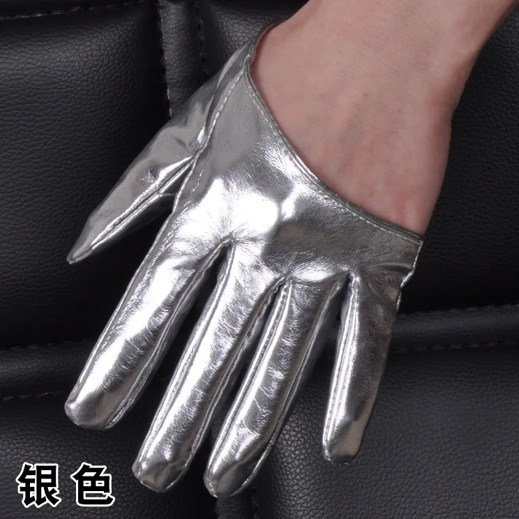1 Pair Fashion Women Tight Full Finger Gloves Imitation PU Leather Sexy Half Palm Gloves Party Performance Black Short Mittens