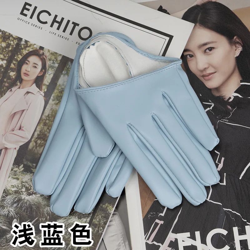 1 Pair Fashion Women Tight Full Finger Gloves Imitation PU Leather Sexy Half Palm Gloves Party Performance Black Short Mittens