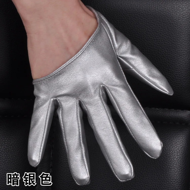 1 Pair Fashion Women Tight Full Finger Gloves Imitation PU Leather Sexy Half Palm Gloves Party Performance Black Short Mittens