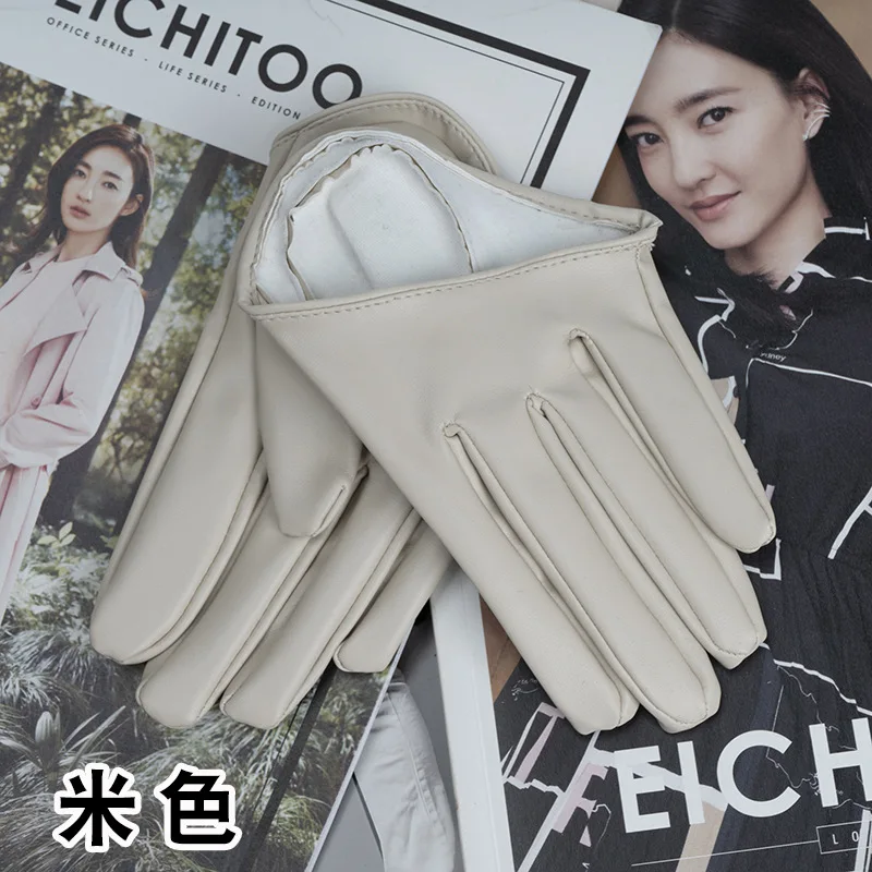 1 Pair Fashion Women Tight Full Finger Gloves Imitation PU Leather Sexy Half Palm Gloves Party Performance Black Short Mittens