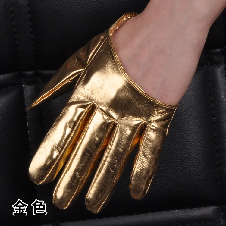 1 Pair Fashion Women Tight Full Finger Gloves Imitation PU Leather Sexy Half Palm Gloves Party Performance Black Short Mittens