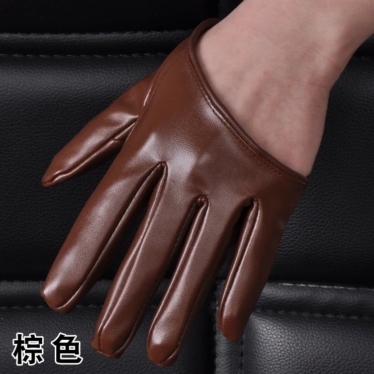 1 Pair Fashion Women Tight Full Finger Gloves Imitation PU Leather Sexy Half Palm Gloves Party Performance Black Short Mittens