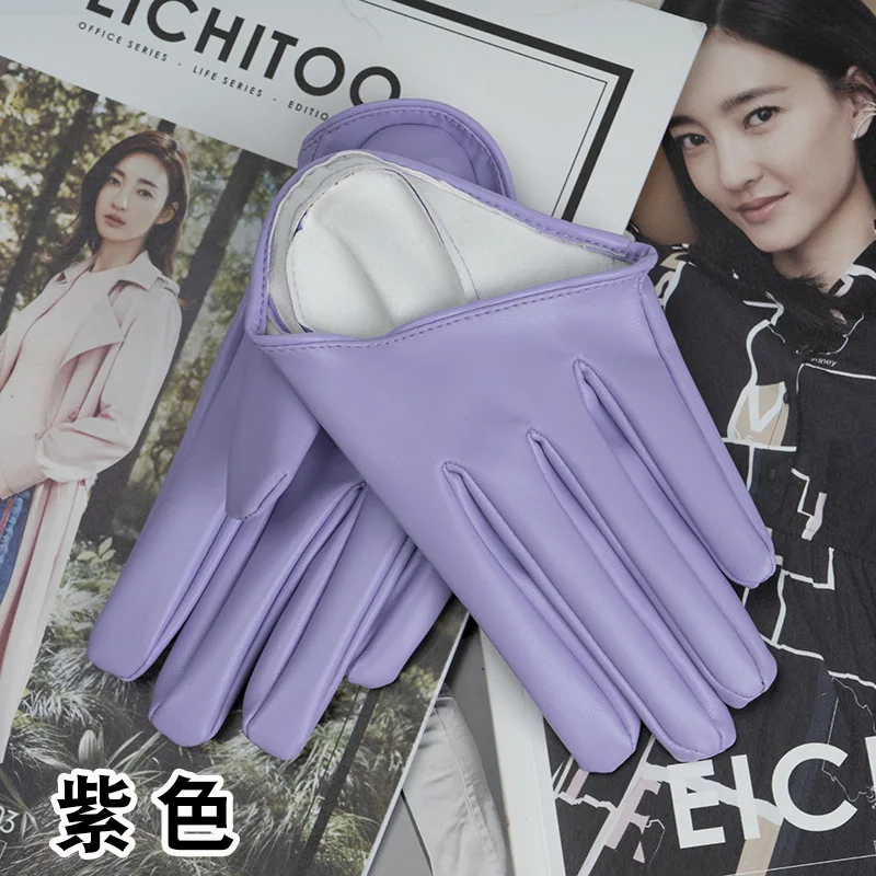 1 Pair Fashion Women Tight Full Finger Gloves Imitation PU Leather Sexy Half Palm Gloves Party Performance Black Short Mittens