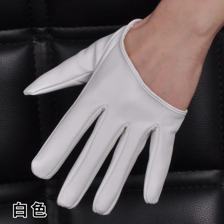 1 Pair Fashion Women Tight Full Finger Gloves Imitation PU Leather Sexy Half Palm Gloves Party Performance Black Short Mittens