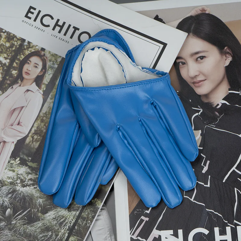 1 Pair Fashion Women Tight Full Finger Gloves Imitation PU Leather Sexy Half Palm Gloves Party Performance Black Short Mittens