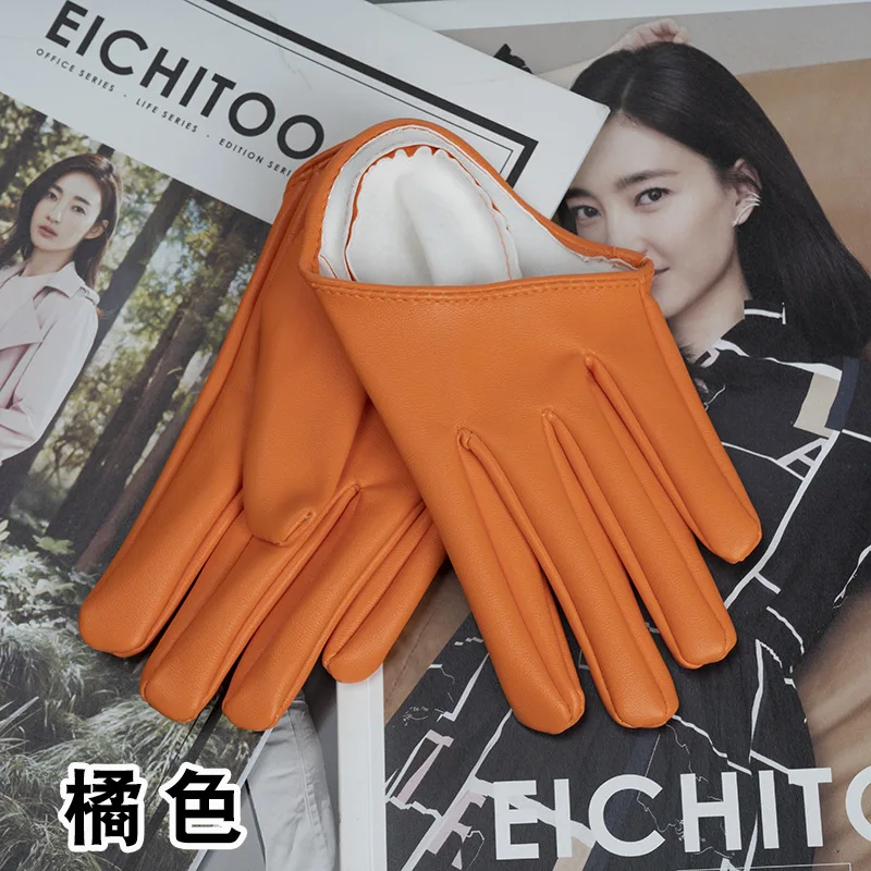 1 Pair Fashion Women Tight Full Finger Gloves Imitation PU Leather Sexy Half Palm Gloves Party Performance Black Short Mittens