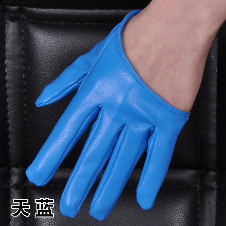 1 Pair Fashion Women Tight Full Finger Gloves Imitation PU Leather Sexy Half Palm Gloves Party Performance Black Short Mittens
