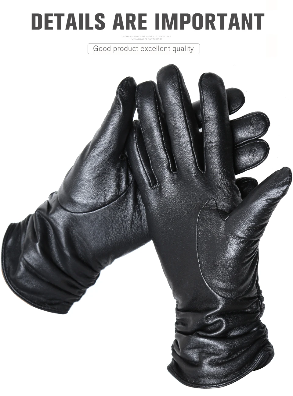 Winter Sheepskin Women's Gloves Warm Plus Velvet Short Thin Touch Screen Driving Female Color Leather Gloves New High End-2801T