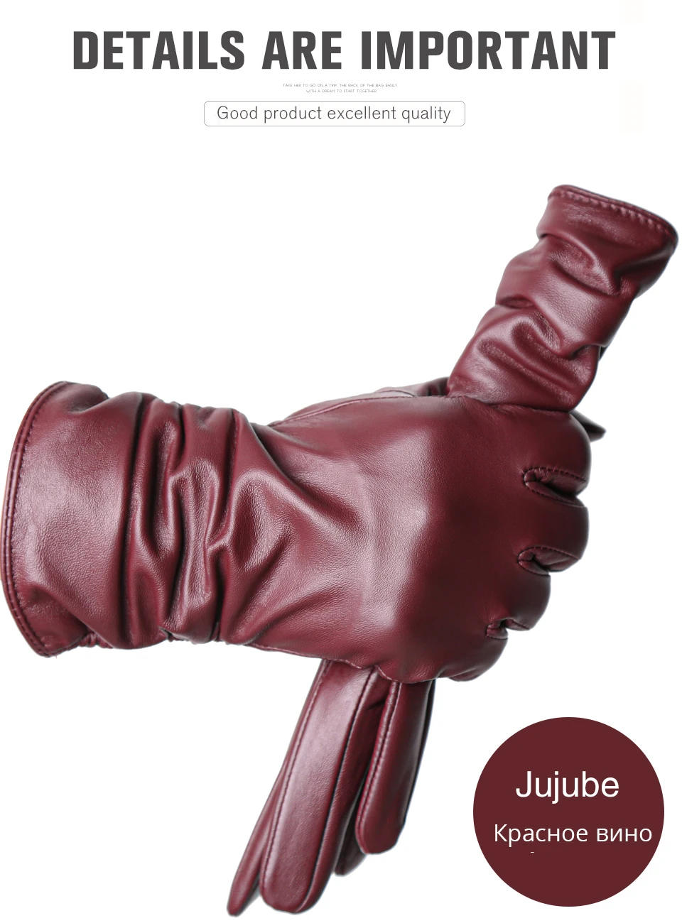 Winter Sheepskin Women's Gloves Warm Plus Velvet Short Thin Touch Screen Driving Female Color Leather Gloves New High End-2801T