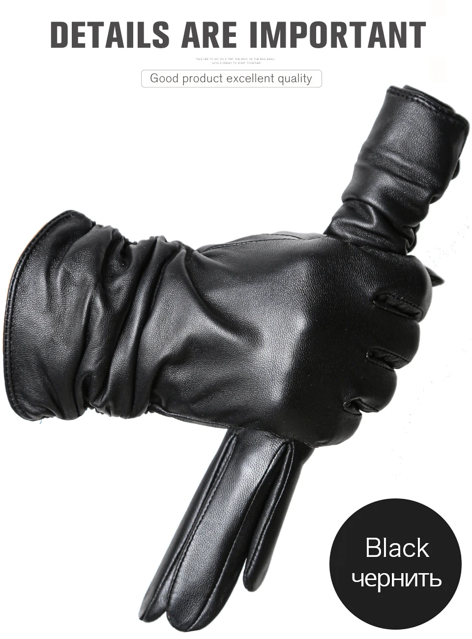 Winter Sheepskin Women's Gloves Warm Plus Velvet Short Thin Touch Screen Driving Female Color Leather Gloves New High End-2801T