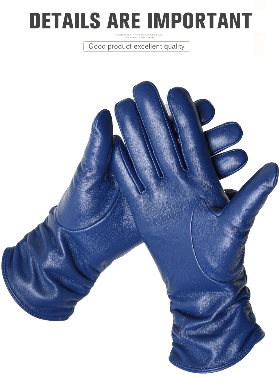 Winter Sheepskin Women's Gloves Warm Plus Velvet Short Thin Touch Screen Driving Female Color Leather Gloves New High End-2801T