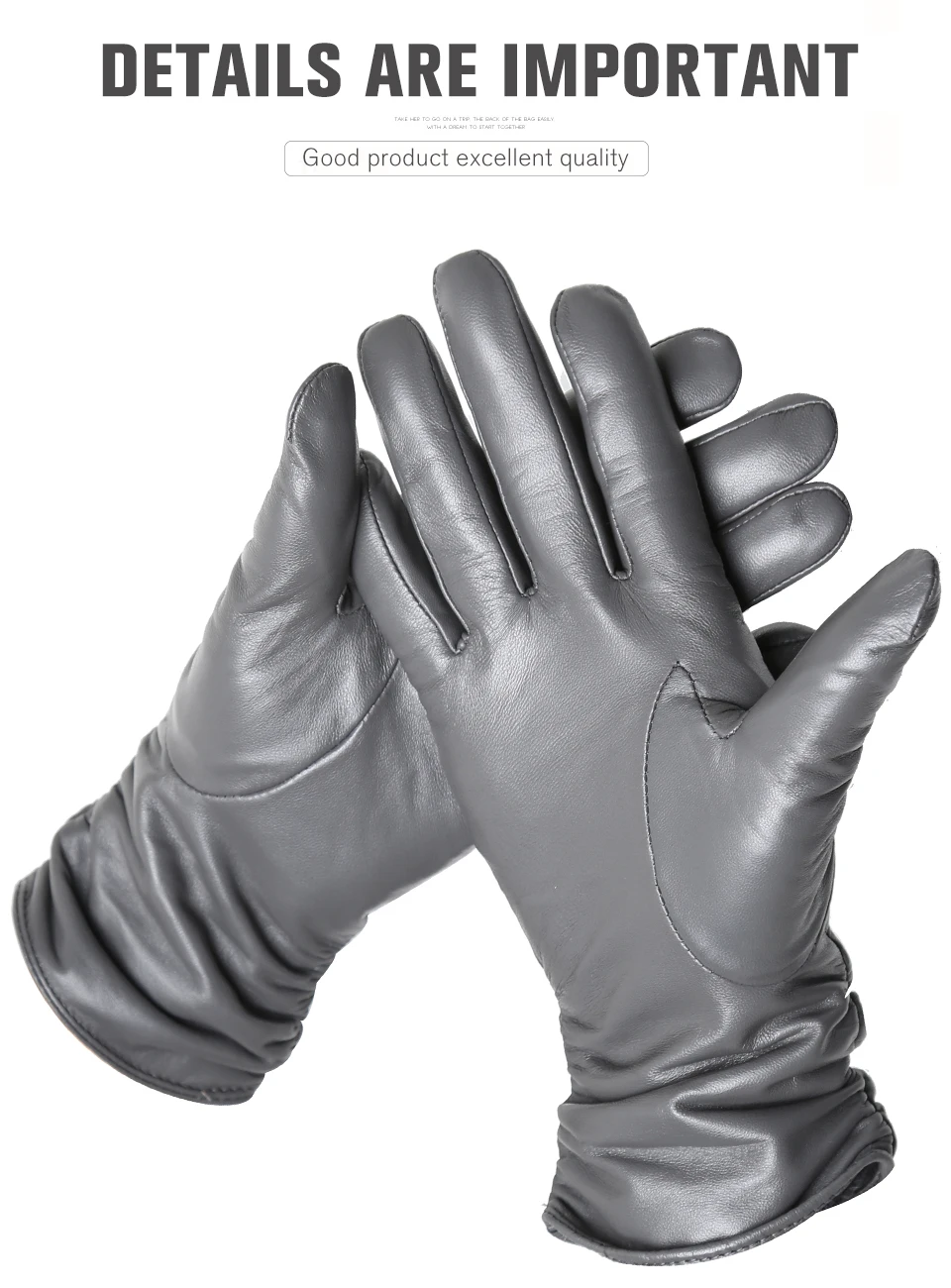 Winter Sheepskin Women's Gloves Warm Plus Velvet Short Thin Touch Screen Driving Female Color Leather Gloves New High End-2801T