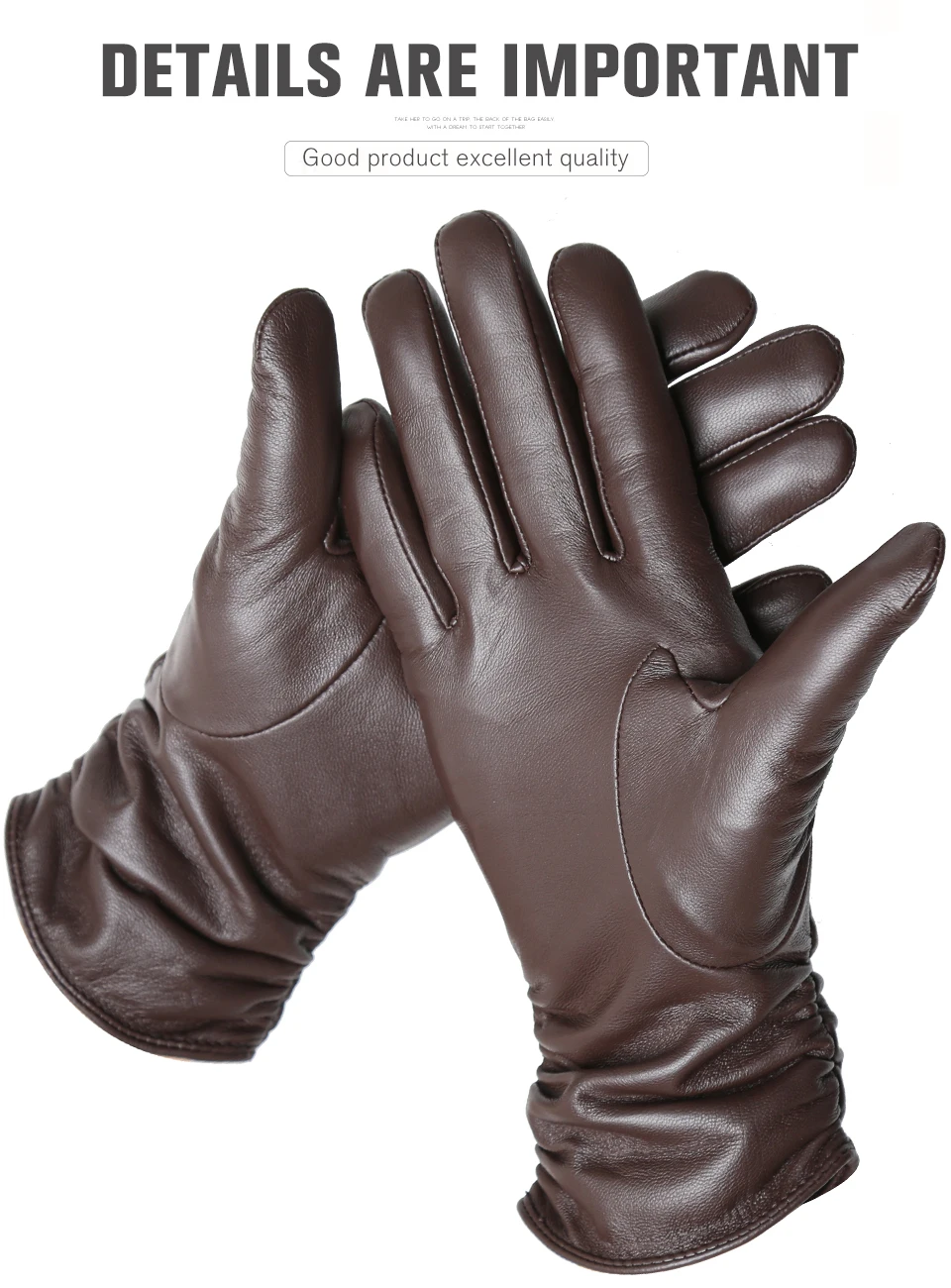 Winter Sheepskin Women's Gloves Warm Plus Velvet Short Thin Touch Screen Driving Female Color Leather Gloves New High End-2801T
