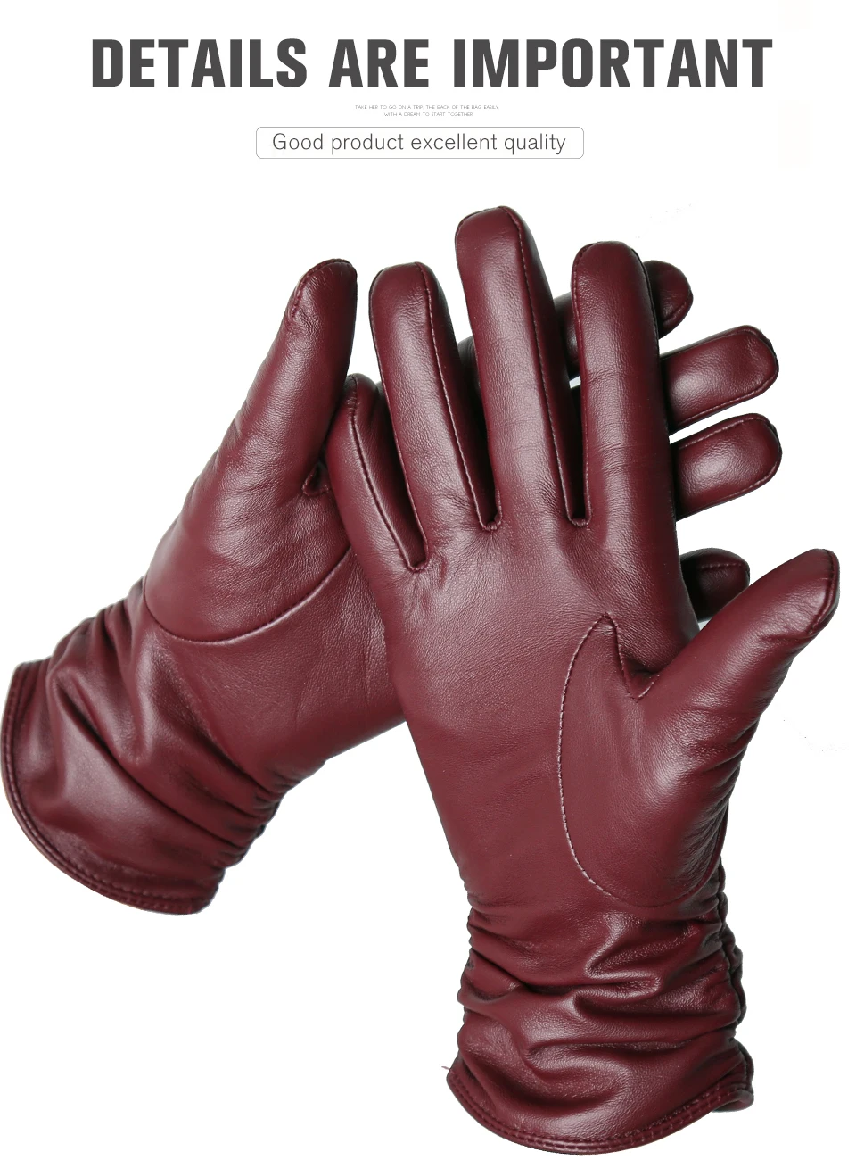 Winter Sheepskin Women's Gloves Warm Plus Velvet Short Thin Touch Screen Driving Female Color Leather Gloves New High End-2801T