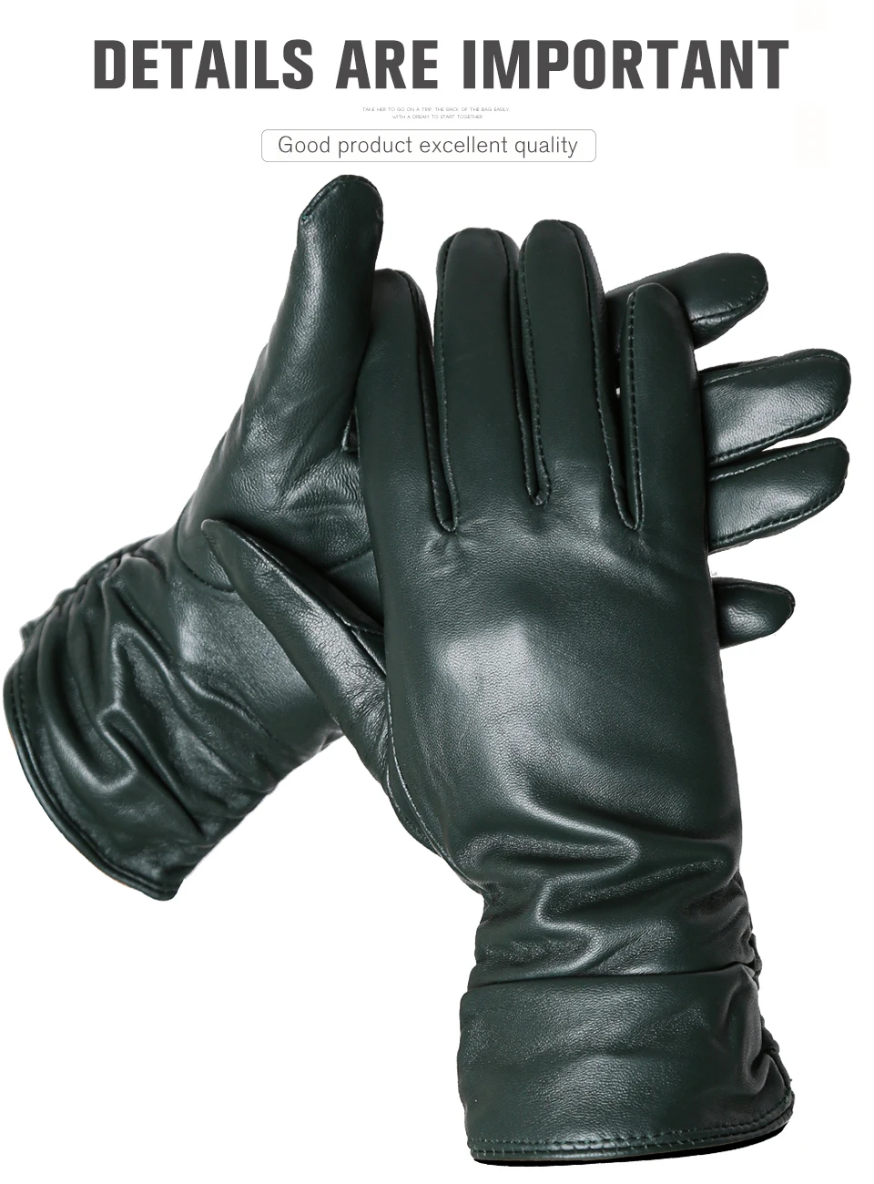 Winter Sheepskin Women's Gloves Warm Plus Velvet Short Thin Touch Screen Driving Female Color Leather Gloves New High End-2801T