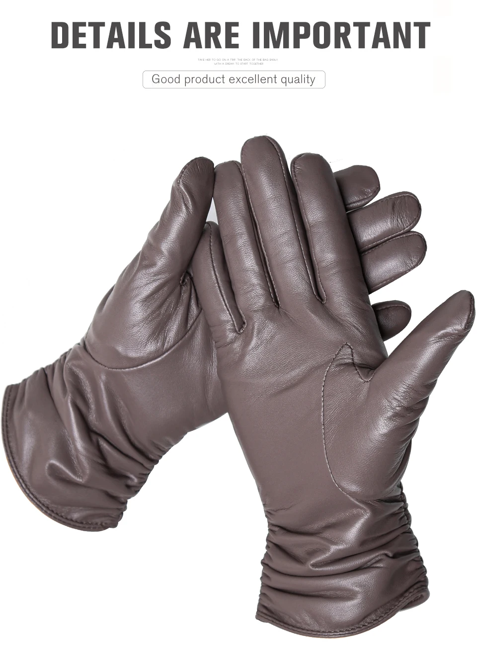 Winter Sheepskin Women's Gloves Warm Plus Velvet Short Thin Touch Screen Driving Female Color Leather Gloves New High End-2801T