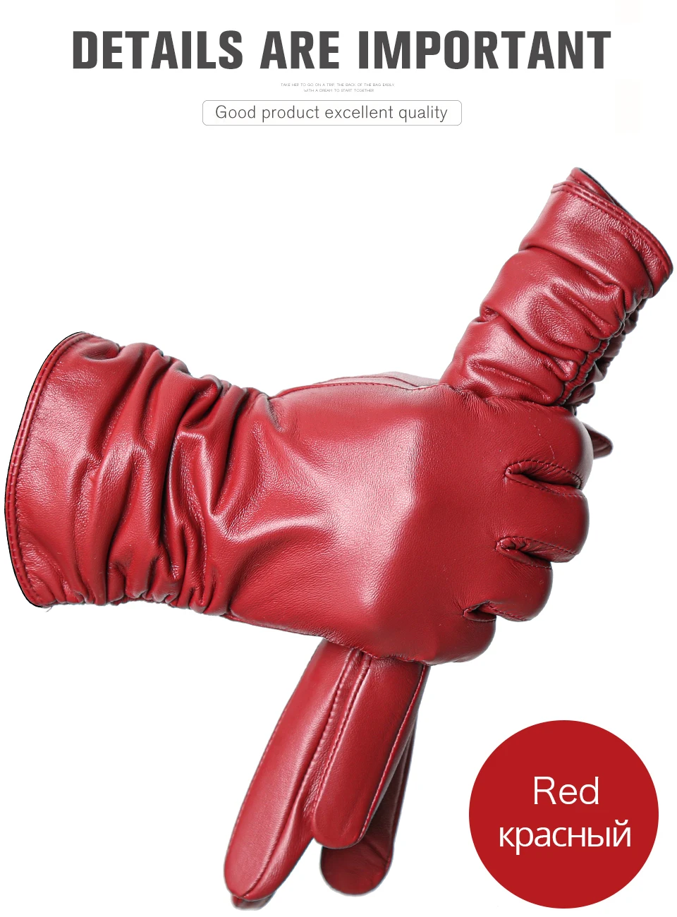 Winter Sheepskin Women's Gloves Warm Plus Velvet Short Thin Touch Screen Driving Female Color Leather Gloves New High End-2801T