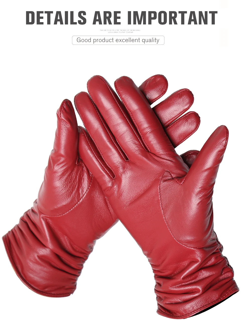 Winter Sheepskin Women's Gloves Warm Plus Velvet Short Thin Touch Screen Driving Female Color Leather Gloves New High End-2801T