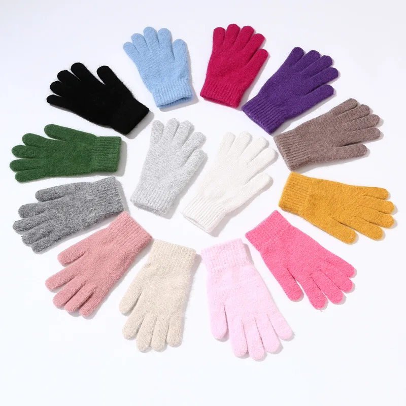 New Winter Thickened Solid Full Finger Gloves Women Men Autumn Knitted Mittens Hand Warmer Gloves Outdoor Cycling Soft Gloves