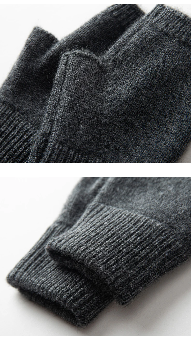 Winter Women 100% Cashmere Mitts 15cm Knitted Fingerless Gloves Y2k Thermal Gloves Semi Finger Lengthen Mittens Arm Warmers
