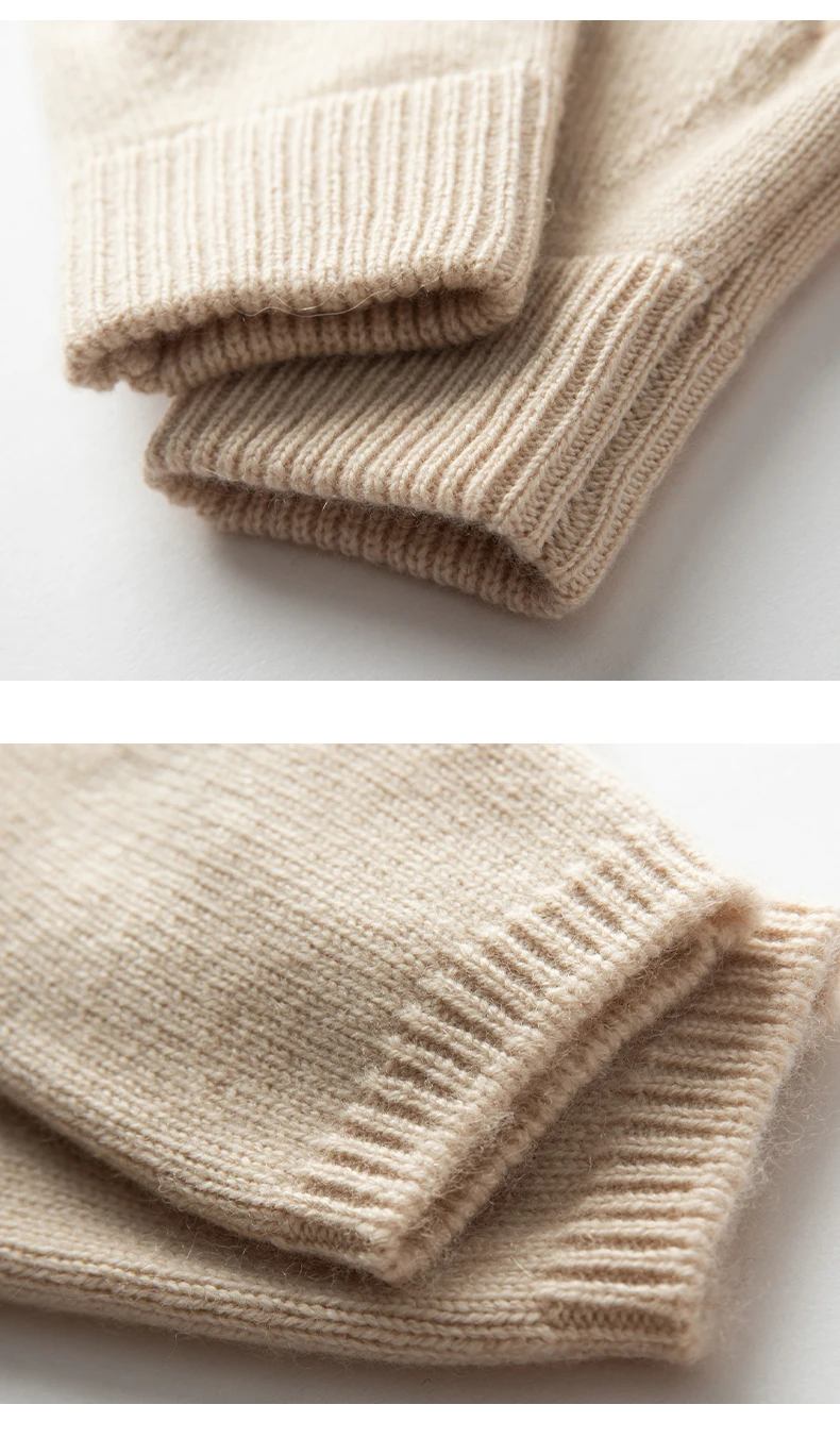 Winter Women 100% Cashmere Mitts 15cm Knitted Fingerless Gloves Y2k Thermal Gloves Semi Finger Lengthen Mittens Arm Warmers