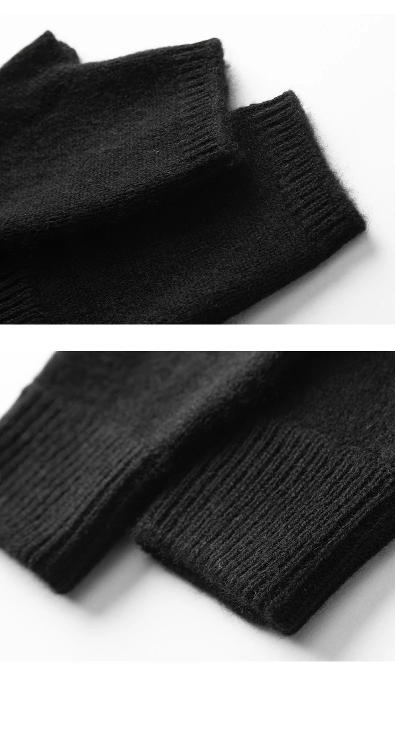 Winter Women 100% Cashmere Mitts 15cm Knitted Fingerless Gloves Y2k Thermal Gloves Semi Finger Lengthen Mittens Arm Warmers