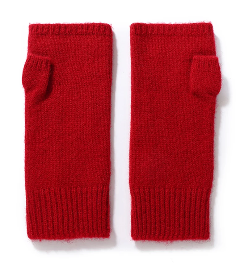 Pure Wool Knit Mittens Autumn Winter Fingerless Gloves Cable Seamless Comfy Warm 100 Wool Thumb Hole Mitts Unisex