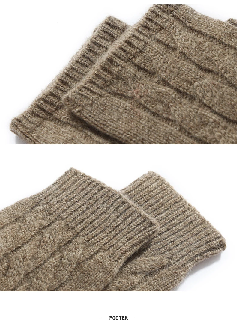 Pure Wool Knit Mittens Autumn Winter Fingerless Gloves Cable Seamless Comfy Warm 100 Wool Thumb Hole Mitts Unisex