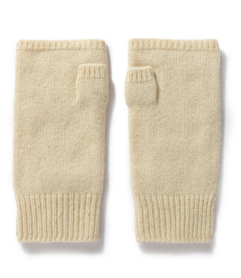 Pure Wool Knit Mittens Autumn Winter Fingerless Gloves Cable Seamless Comfy Warm 100 Wool Thumb Hole Mitts Unisex