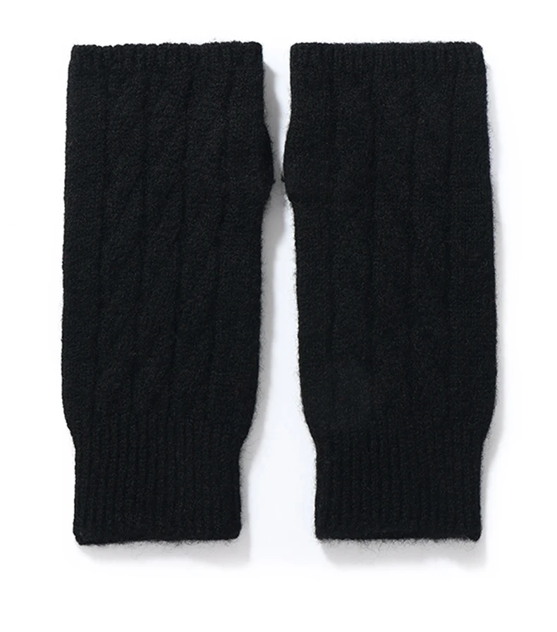 Pure Wool Knit Mittens Autumn Winter Fingerless Gloves Cable Seamless Comfy Warm 100 Wool Thumb Hole Mitts Unisex