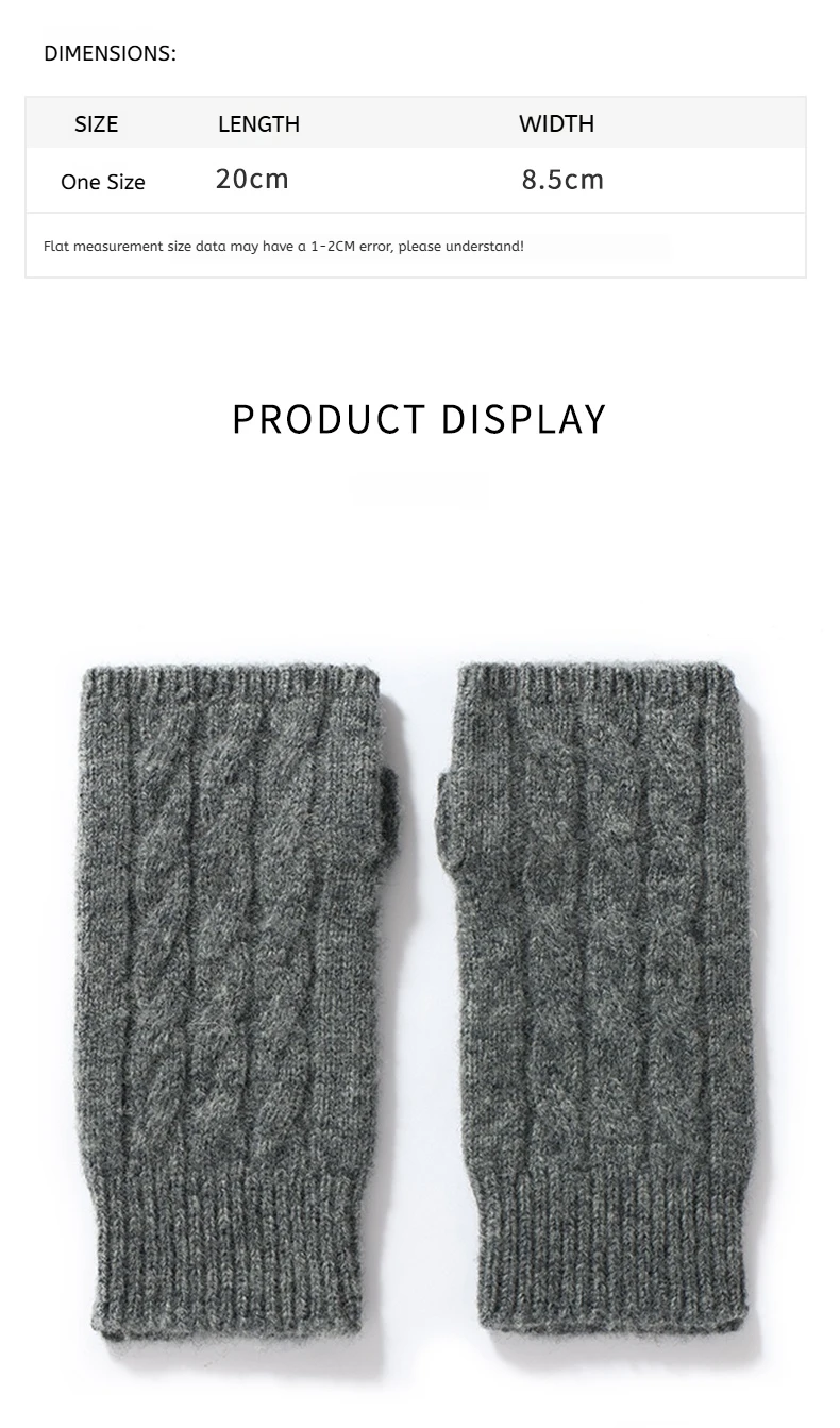 Pure Wool Knit Mittens Autumn Winter Fingerless Gloves Cable Seamless Comfy Warm 100 Wool Thumb Hole Mitts Unisex