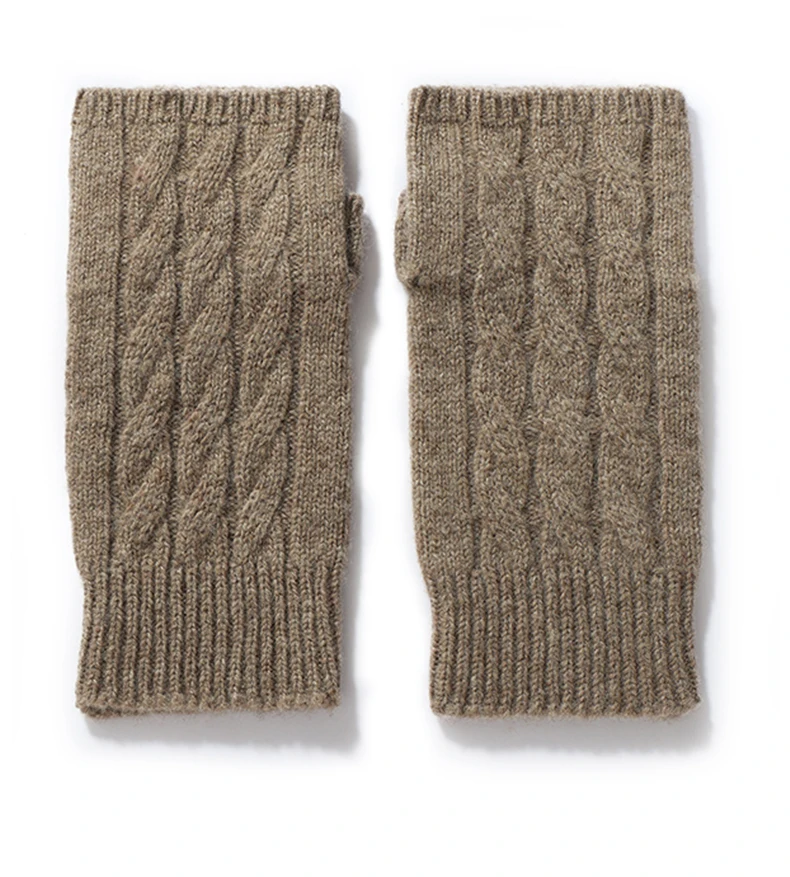 Pure Wool Knit Mittens Autumn Winter Fingerless Gloves Cable Seamless Comfy Warm 100 Wool Thumb Hole Mitts Unisex