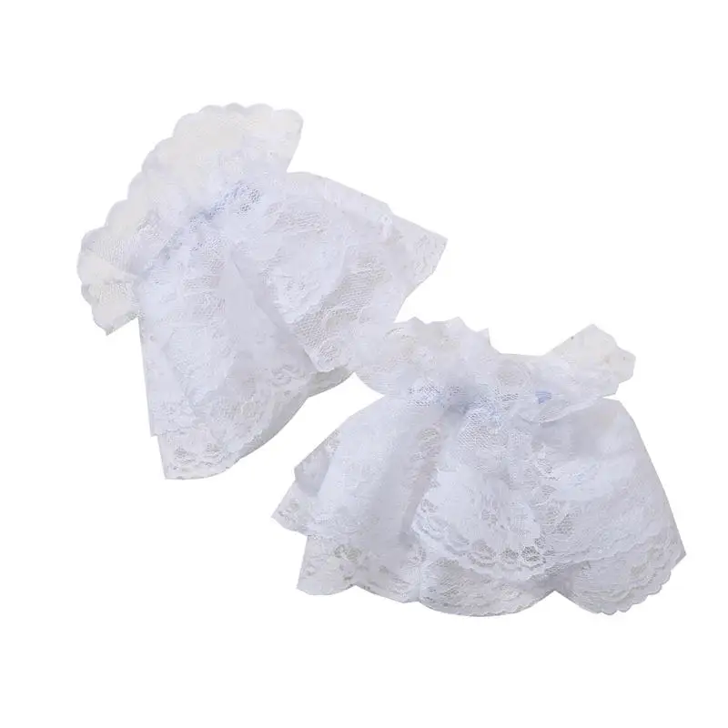 1Pair Lolita Hand Sleeve Wrist Cuffs Ruffled Floral Black Lace Elastic Bracelet Elegant Women Girls Wrist Warmers Gloves Gift