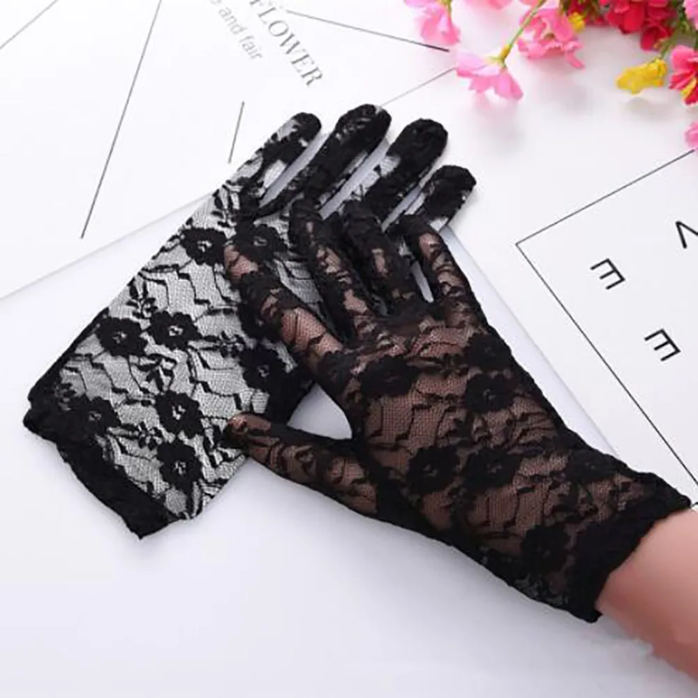 Summer Women Fingerless Gloves Sexy Female Lace Sailor Dance Mittens For Bride Half Finger Fishnet Dress Mesh Short Gloves