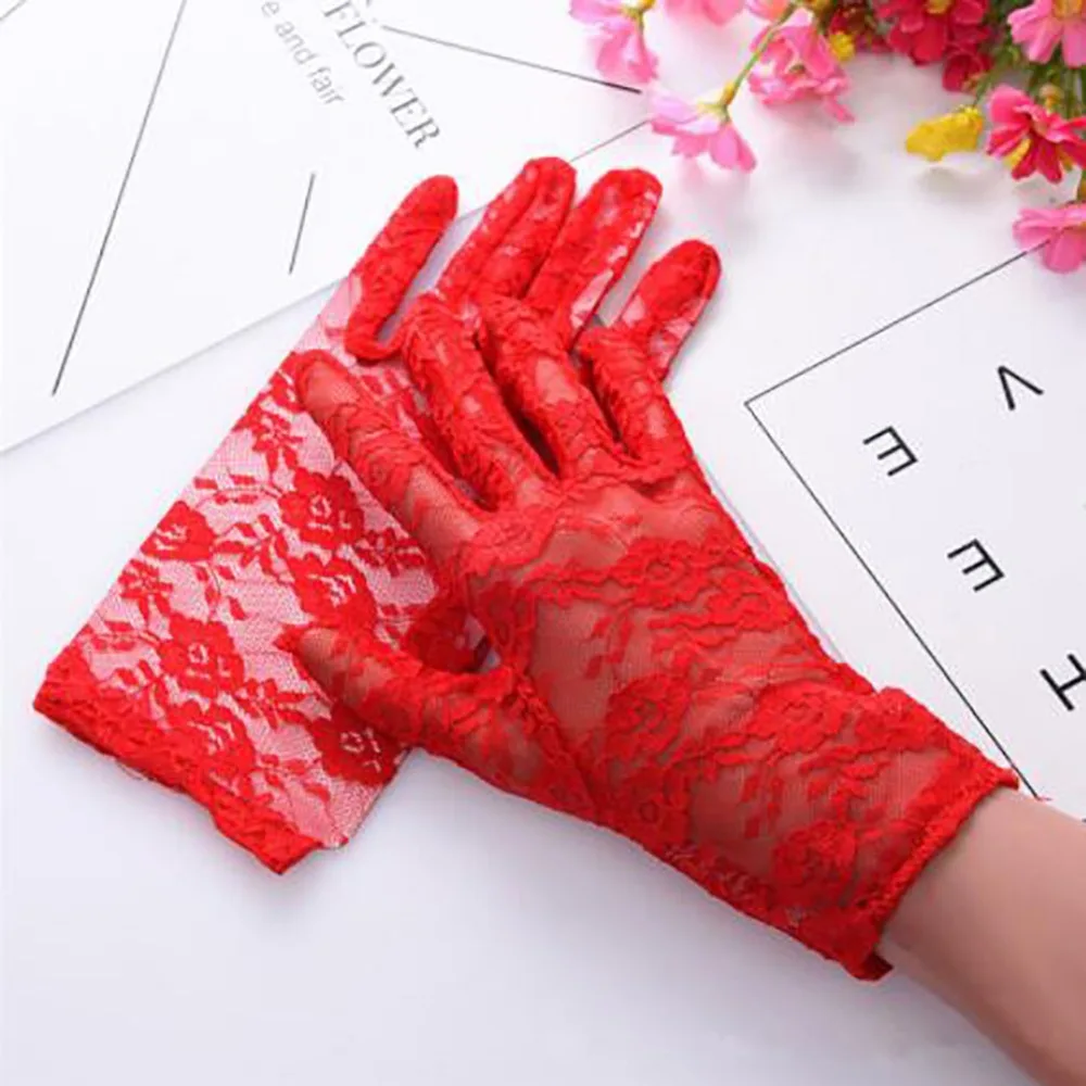Summer Women Fingerless Gloves Sexy Female Lace Sailor Dance Mittens For Bride Half Finger Fishnet Dress Mesh Short Gloves