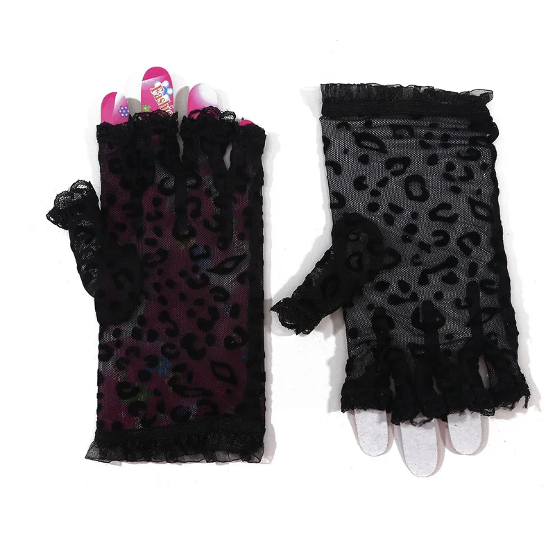Summer Women Fingerless Gloves Sexy Female Lace Sailor Dance Mittens For Bride Half Finger Fishnet Dress Mesh Short Gloves