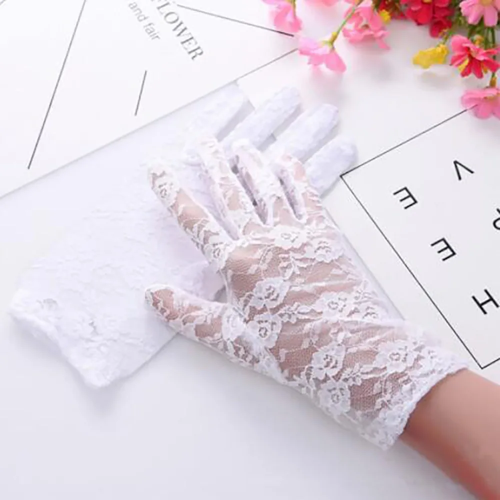 Summer Women Fingerless Gloves Sexy Female Lace Sailor Dance Mittens For Bride Half Finger Fishnet Dress Mesh Short Gloves