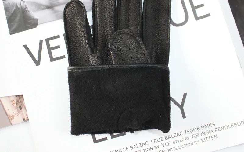 Men's Deerskin Thin Single Skinless Fashion New Locomotive Spring And Summer Autumn Driving Full Finger Genuine Leather Gloves