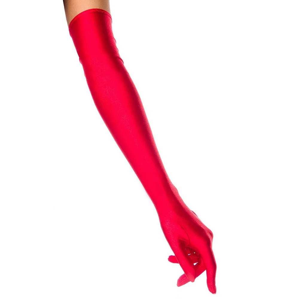 Classic Adult Black White Red Grey Skin Opera/Elbow/Wrist Stretch Satin Finger Long Gloves Women Flapper Gloves Matching Costume