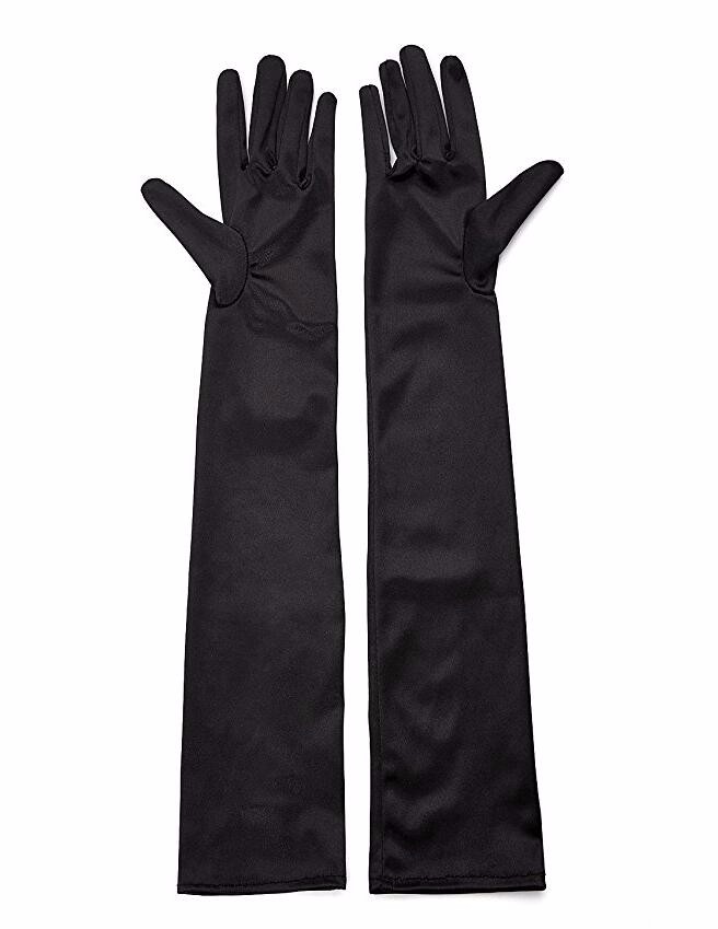 Classic Adult Black White Red Grey Skin Opera/Elbow/Wrist Stretch Satin Finger Long Gloves Women Flapper Gloves Matching Costume