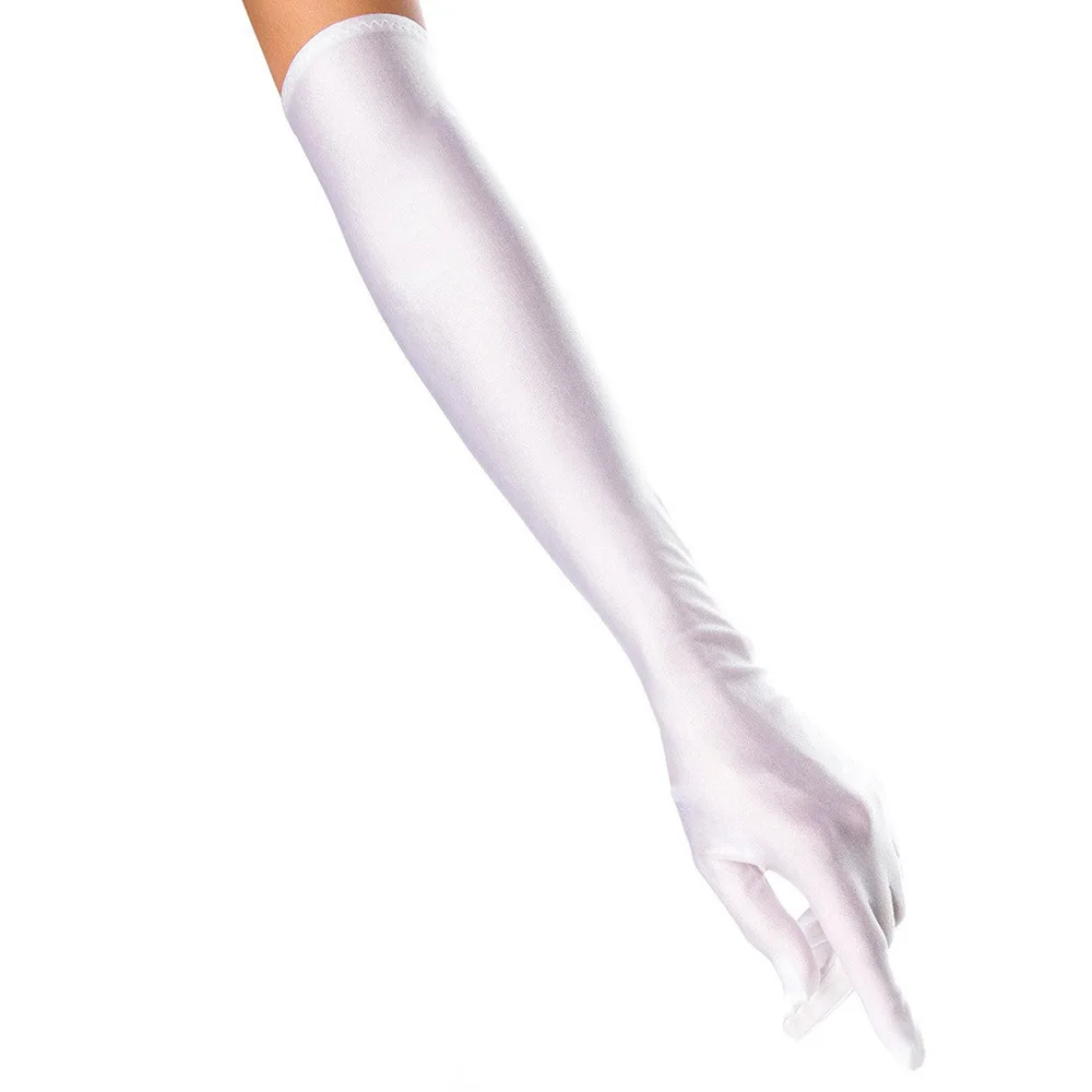 Classic Adult Black White Red Grey Skin Opera/Elbow/Wrist Stretch Satin Finger Long Gloves Women Flapper Gloves Matching Costume