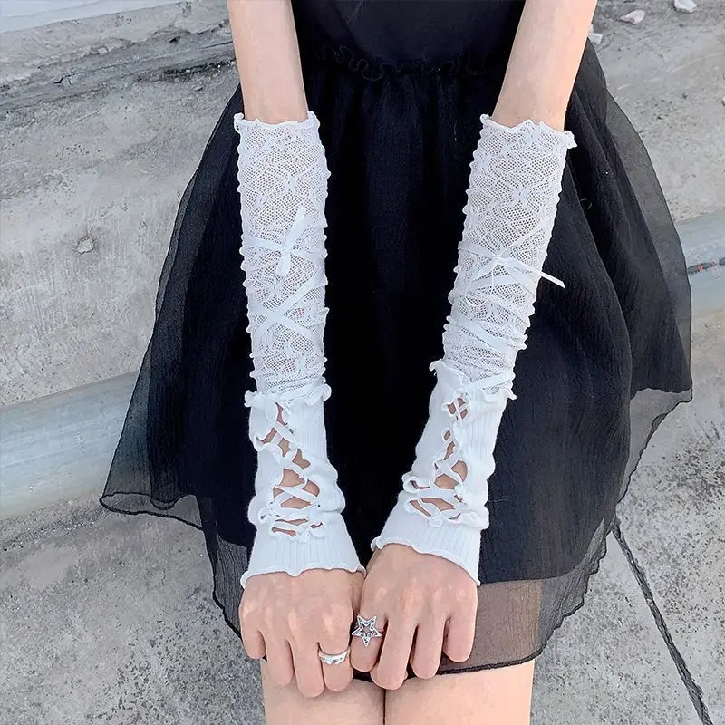 New Fingerless Mittens Female Anime Gloves Women Knitted Gloves Arm Winter Warmers Japanese Goth Ankle Wrist Sleeves Harajuku