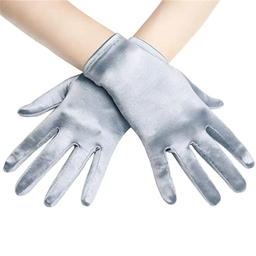 Smooth Satin Color Ding Ladies Short Wedding Gloves Etiquette Party Performance Decoration Dresses Matching Elegant Mittens Nv2