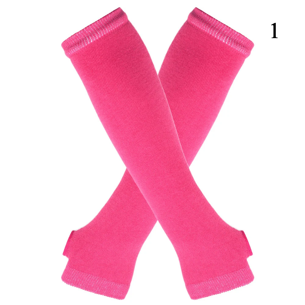 Fashion Women Emo Gloves Long Glove Arm Cover Pink Black And White Striped Fingerless Elbow Gloves Warmer Knitted Gloves Y2K