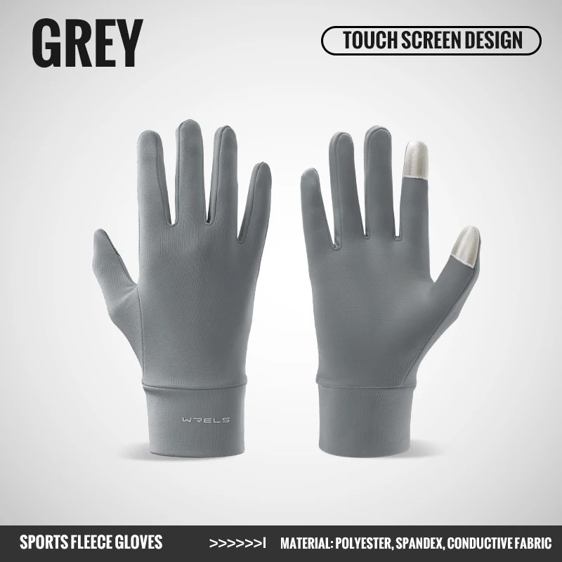 WRELS Winter Full Finger Gloves Windproof Fleece Cycling Motorcycle Fleece Gloves Thermal Elastic Touchscreen Running Gloves
