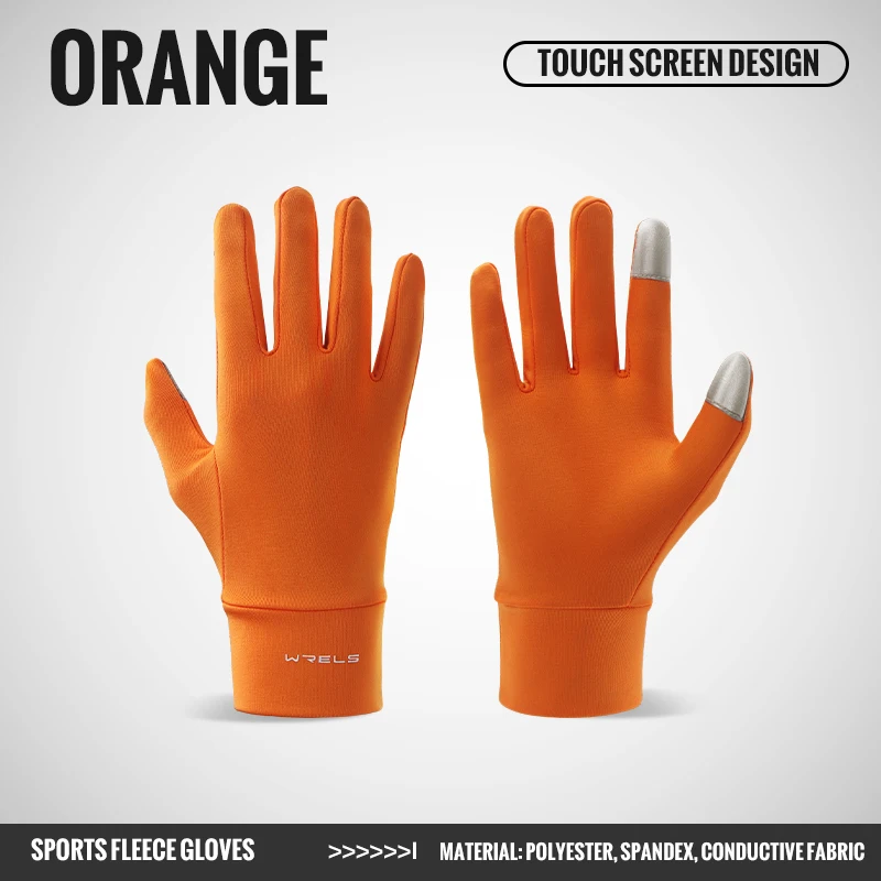 WRELS Winter Full Finger Gloves Windproof Fleece Cycling Motorcycle Fleece Gloves Thermal Elastic Touchscreen Running Gloves