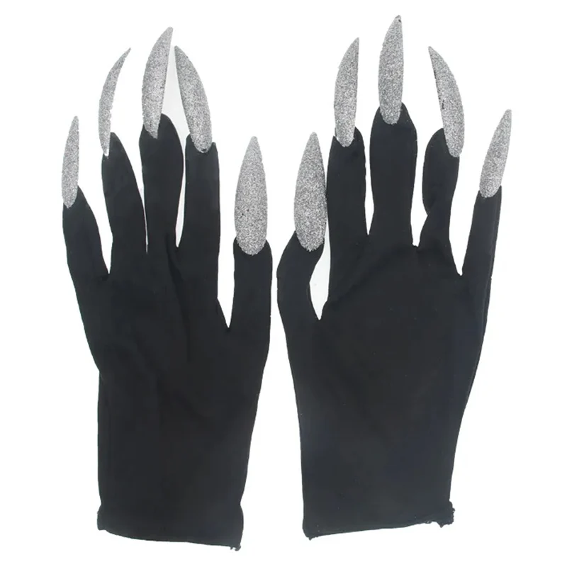 Halloween Gloves Makeup Black Nail Ghost Claw Dress Up Short Gloves Fashion Cosplay Halloween Performance Gloves Accessories